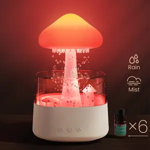 2025 New Design Cloud Rain Humidifier with 7 Colorful NightLight, Create Relaxing and Comfortable Atmosphere MushroomLight aroma diffuser