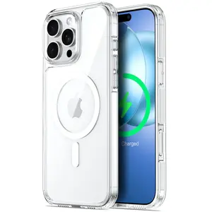 ORNARTO Magnetic Clear Case for iPhone 16 15 13 – Compatible with MagSafe, Anti-Yellowing Slim Shockproof Cover with Upgraded 2-Layer Air-Buffer Corners, Military-Grade Diamond Protection