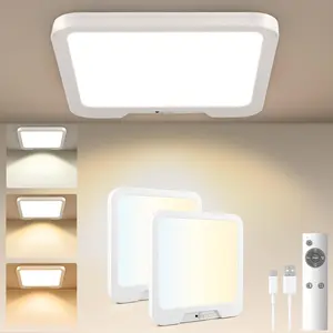 USB C Rechargeable Motion Sensor Ceiling Light 550LM with Remote, 3000K 4000K 6000K Magnetic Wireless LED Ceiling Light Battery Powered for Shower Stairs Hallway Porch Pantry Garage Patio Shed