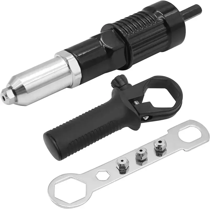 Alloy Steel Cordless Power Riveting Tool Kit - Drill Attachment with Plastic Grip, Electric Drill Adapter, Free Rivets for Home Repair, DIY Projects
