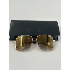 Pre-owned Moschino Gold Tone Square Sunglasses with Brown Gradient Lenses