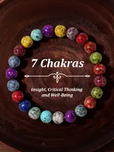 Natural Colored Quartz Crystal Bracelet, Seven Chakras, Chakra Stones, Enhances Insight, Critical Thinking, Happiness, Confidence, Gift for Friends