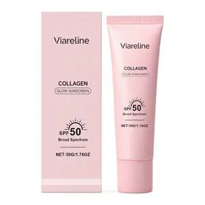 No Cast Just Glow Collagen Sunscreen | SPF 50 Broad Spectrum Face Sunscreen | Lightweight, Non-Sticky, Hydrating Formula | No White Cast or Residue | Peptide, Cica for Soothing & Natural Glow