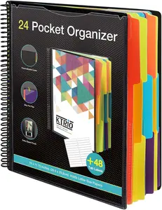KTRIO 24 Pocket Poly Project Organizer, Spiral Binder Organizer Multi Pocket Folder with Dividers, Back Cover Utility Pouch, Letter Size School Supplies