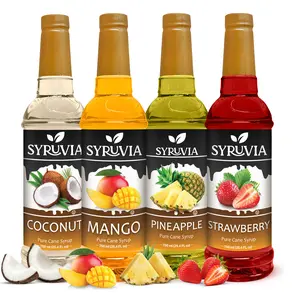 Syruvia Fruit Flavors Variety Pack – Coconut, Mango, Pineapple & Strawberry Syrup – Perfect for Cocktails, Lemonade, Iced Tea & Beverages – 25.4 Fl oz Bottles (4 Pack)