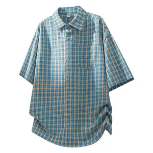 Unisex Plaid Short-Sleeve Shirt — Men’s Summer New Arrival, Loose Casual Versatile Blouse/Cardigan Jacket by Trendy Brand, Breathable