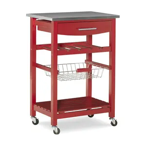 Linon Home Rowan Kitchen Cart with Wheels and Drawer