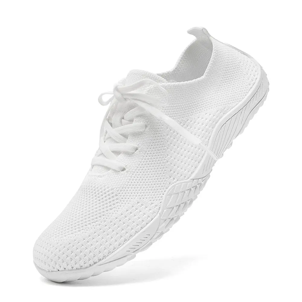 Stylish & Comfy Women's Minimalist Barefoot Sneakers - Tennis Lacing Style Zero Drop Shoes for Gym Running & Trail Workout