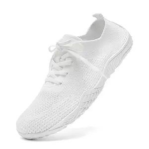 Stylish & Comfy Women's Minimalist Barefoot Sneakers - Tennis Lacing Style Zero Drop Shoes for Gym Running & Trail Workout