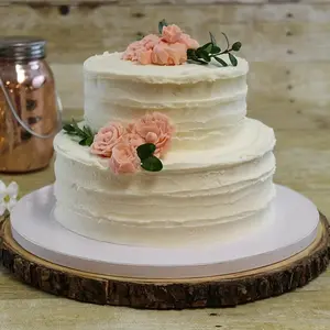 2pcs Food Grade White Cake Bottom Tray, Disposable Birthday Wedding Cake Transfer Board, Cake Cardboard Bottom Tray, Sugar Flipped Cake Bottom Tray, Circular Square White Cake Pad, Cake Decorating Supplies