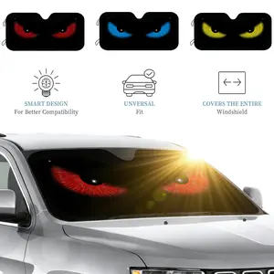 Car Sun Shade Sun Visor for Windshield,Red/blue/yellow Scary Evil Eyes,UV Ray protection,Sunscreen and heat protection to Keep Your Vehicle Cool