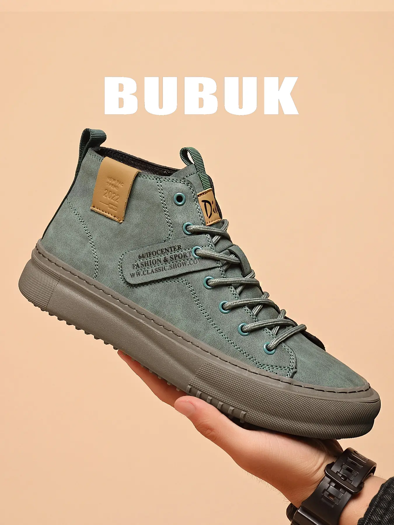 BUBUK Men's Classic Boots, All-Season Comfortable Lace-Up Shoes, Anti-Slip Wear-Resistant Hiking Shoes, Breathable Walking Shoes