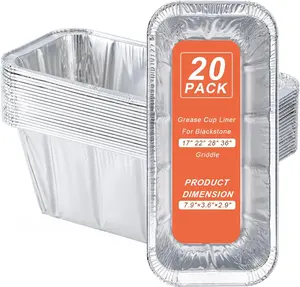 20 Pack Blackstone Griddle Accessories 5017 Grease Cup Liners, Aluminum Foil Drip Pans, Grease Catcher Cup Liner for Blackstone 17, 22, 28, 36 Inch Griddle, Disposable Grill Grease Tray(20 Pack) Yunzt