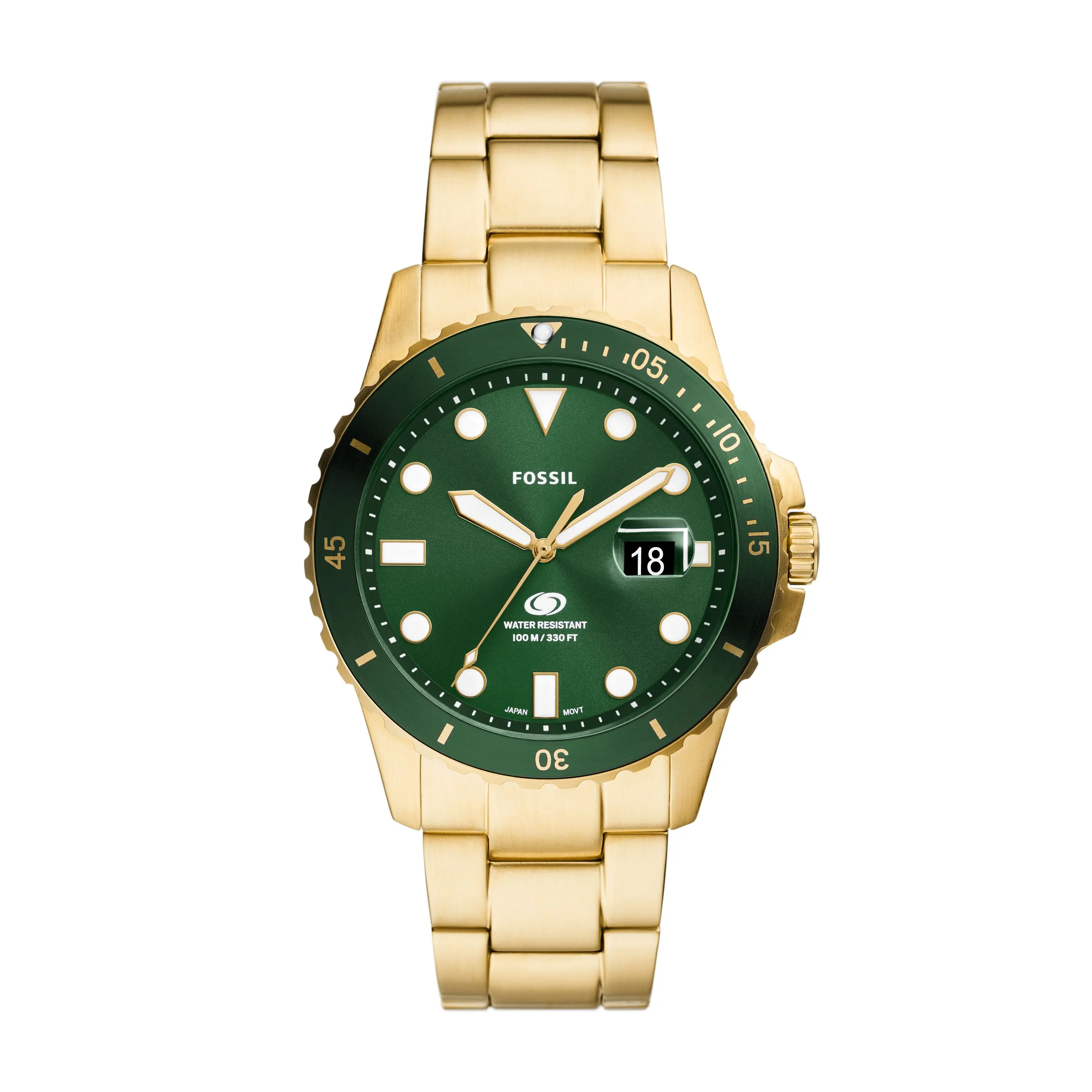 Fossil Men's Fossil Blue Dive Three-Hand Date, Gold-Tone Stainless Steel Watch