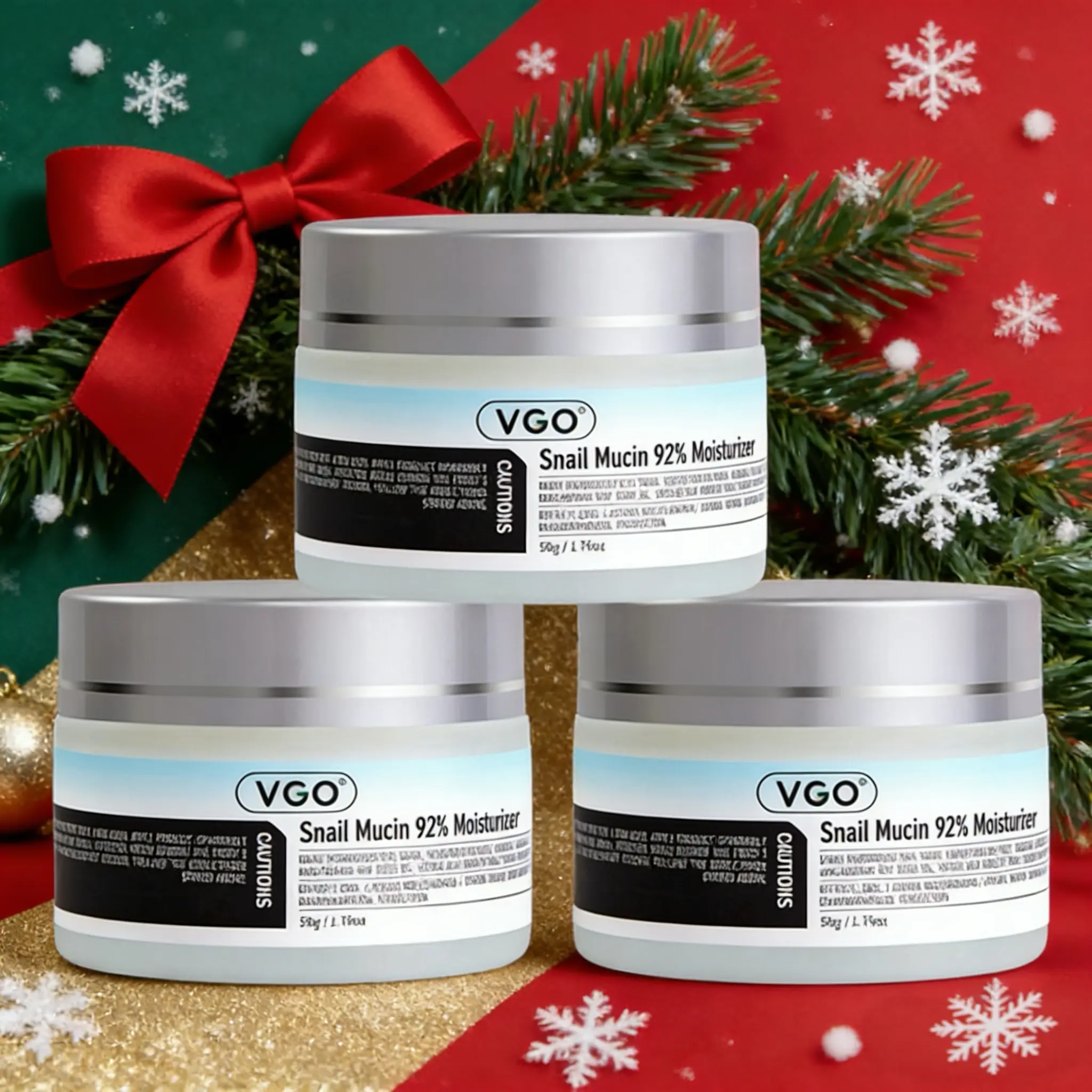 VGO Anti-Aging Skincare Gift Set - 92% Snail Mucin Face Gel Cream, Vitamin C Serum, Alcohol-Free Daily Care for All Skin Types, 50g Deep Hydration Nourishing Moisturizer, 30ml Brightening Formula