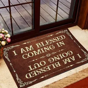 Faithgee I Am Blessed Coming in and Going Out Doormat Blessed Doormat I Am Blessed Going Out Door Mat Religious Door Mat for Inside and Outside Entry Christian Doormats