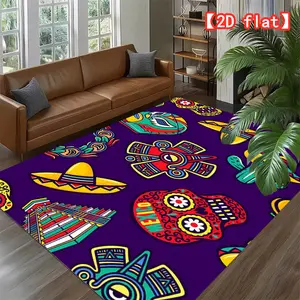 2D flat large best-selling velvet carpet with Mexican style patterned living room carpet, hallway, bedroom, and game room modern home decoration carpet
