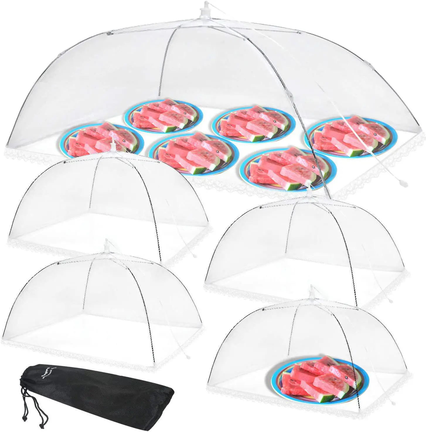 5PCS Food Covers for Outside - 1 XXL & 4 S Tents/Food Covers  for Outside Pop-up Mesh Reusable Food Nets for Parties Picnics Outdoor BBQs Collapsible