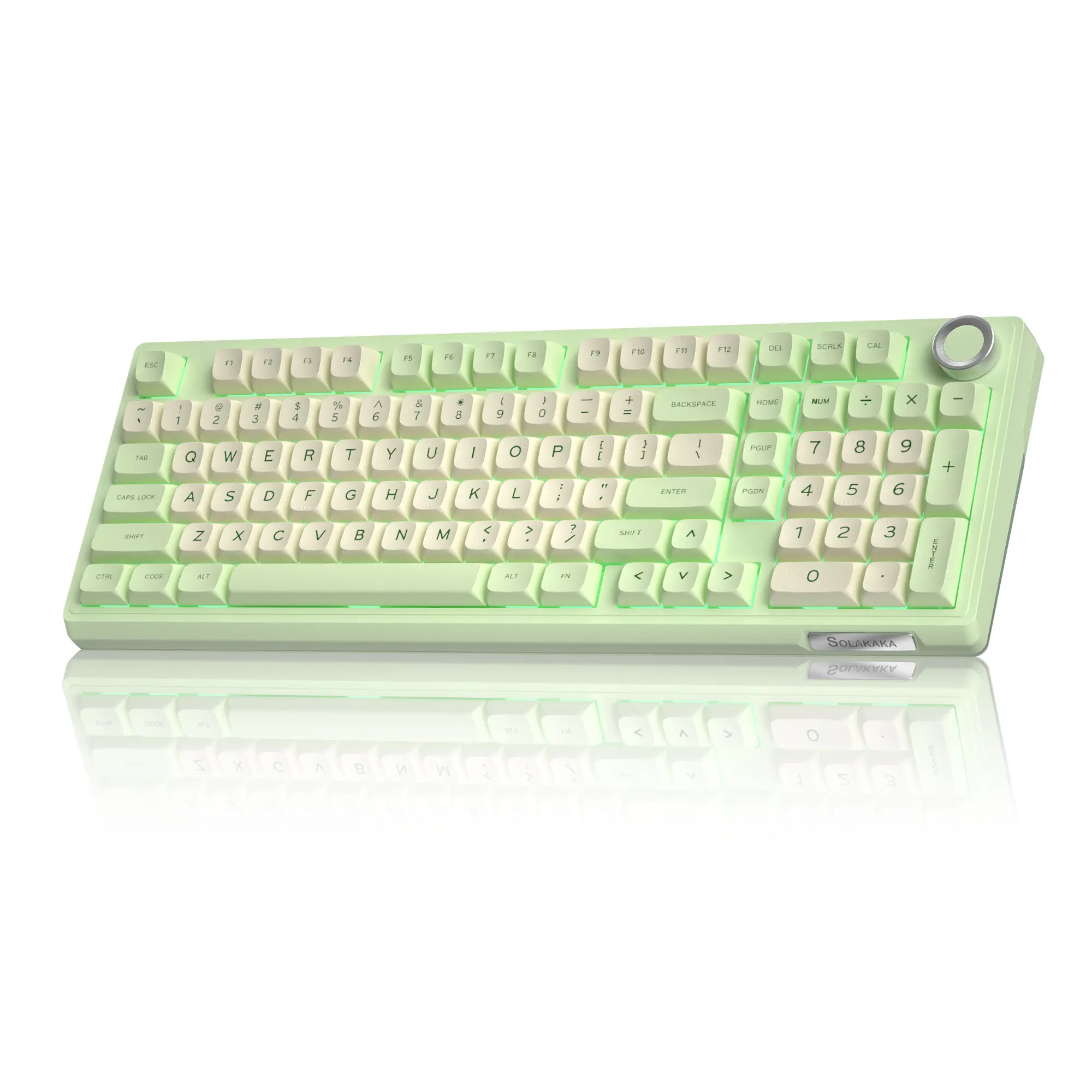 SOLAKAKA KI99 Pro Silent Wireless Mechanical Keyboard, 96% Hot Swappable Keyboard with Gasket Mount, RGB Backlit, 10000mAh Battery, PBT Keycaps, Volume Knob, Win/Mac Compatible, Avocado Green