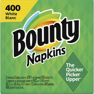 Bounty Paper Napkins White 400 Count Thicker Absorbent 2-Ply Napkins 12.10 x 12 Inches for Large Gatherings or Daily Use