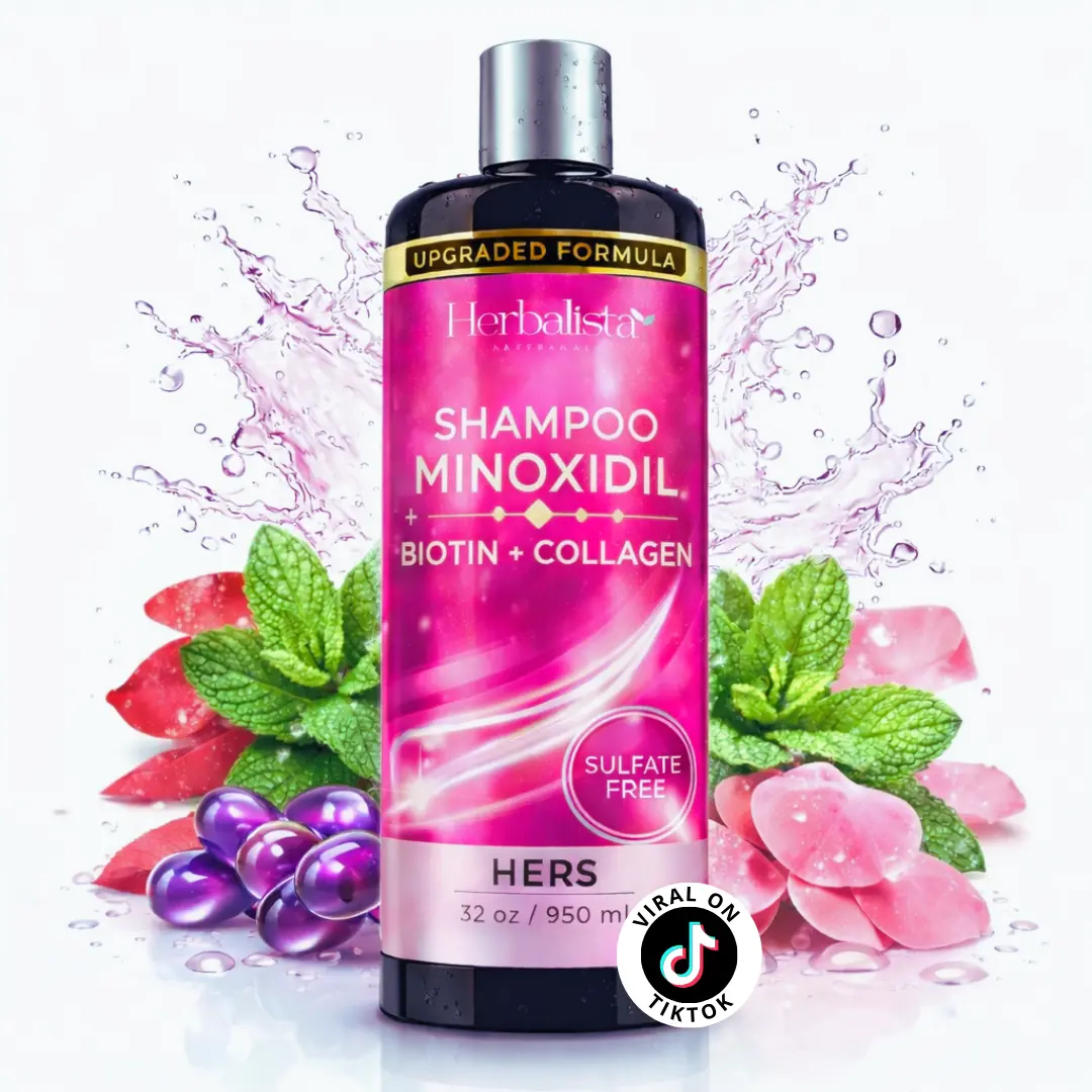 Herbalista - Viral Minoxidil | Keratin | Collagen Shampoo For Women 32oz (950ML) For Her - Rose Petals + Mint Aroma -  Alcohol-Free, Oil-Free Formula for Hair Growth & Hair Loss Prevention - Volumizing, Moisturizing, Unisex - Haircare