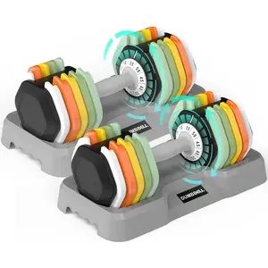 Adjustable Dumbbell Set Quick-select Weight, 10 in 1 Free Dumbbell for Men and Women, Black Dumbbell for Home Gym Suit, Full Body Workout Fitness, Fast Adjust by Turning Handle (10 Gears/55 LB)