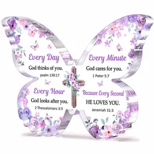 Butterfly Acrylic Plaque Christian Bible Verse, Inspirational Decorative Sign for Daily Use, Perfect Gift for Women & Moms, Ideal for Home Office Decoration, Plaque and Sign