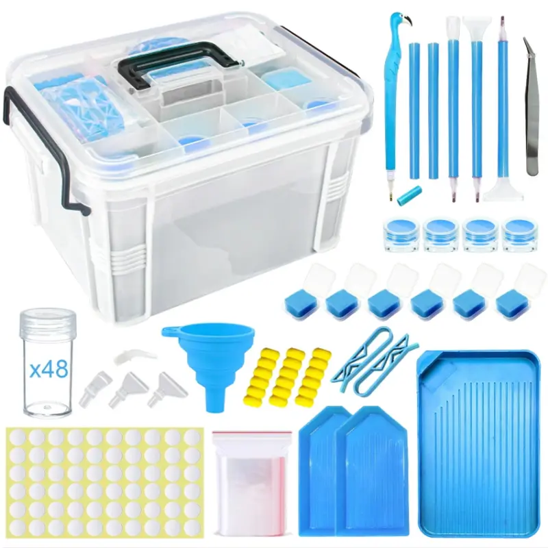111pcs Diamond Painting Storage Box Tool Set-Bottles Organizer Kit with Tools for Beads & Accessories 111pcs Diamond Painting Storage Box Tool Set-Bottles Organizer Kit with Tools for Beads & Accessories
