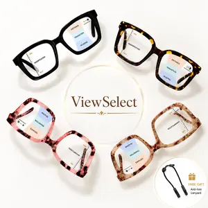 Oversized Square Reading Glasses for Women Men, Progressive Multifocal Blue Light Filtering Computer Readers, Lightweight Spring Hinge Eyeglasses