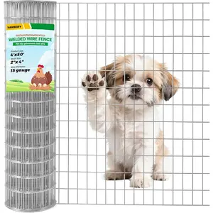 Welded Wire Fence, 4Ft x 50Ft 15Ga Chicken Wire Fencing, Garden Border Fencing Roll Metal Wire Mesh for Yard Vegetable Plant Protection Poultry Netting
