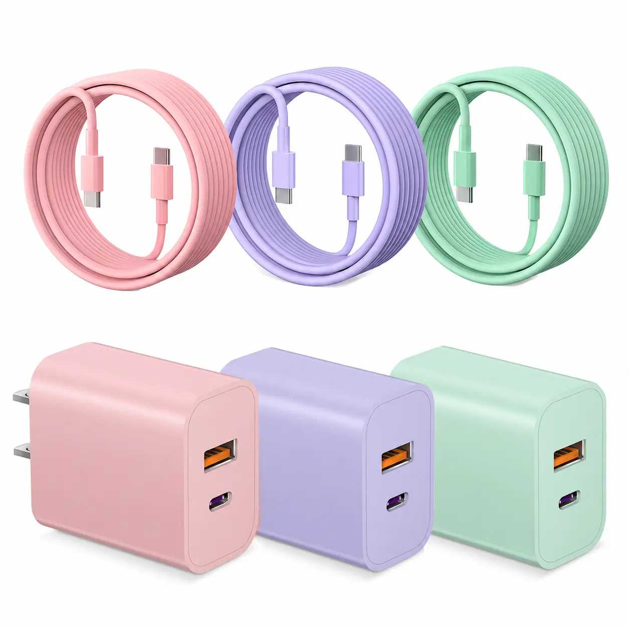 Compatible with iPhone 16/15 Charger Fast Charging, 20W USB C Wall Charger with 3Pack 10FT USB C to C Cable, Type C to Type C Fast Charger Compatible with Phone/Android/Phone/Samsumg/Pad