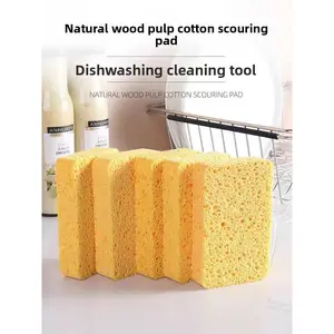Biodegradable Wood Pulp Sponge – Natural Cellulose Kitchen Cleaning Sponge, Non-Stick Scour Pads for Dishes, Oil-Absorbing & Easy Rinse Cloth