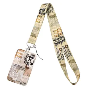 God is Good Quotes Lanyard for Keys Chain ID Credit Card Cover Pass Mobile Phone Charm Women Neck Straps Badge Holder Key Ring Accessories Keychain Wristlet Strap