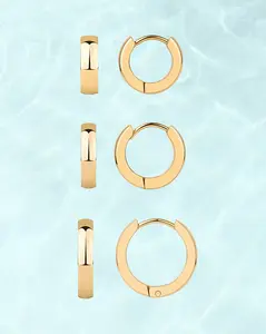 PAVOI Waterproof Hoop Earrings Set for Women - 14K Gold Plated Huggie Hoops Packs - Small, Thin, Chunky & Cascade Graduated - Dainty Stainless Steel Earrings