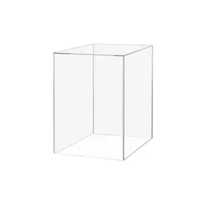 Acrylic Display Riser Box with One Open Side 4" x 4" x 6" No Lid Versatile Clear Tall Retail Merchandise Storage Bin or Product Platform No Assembly Dust Cover by 321 Plastics