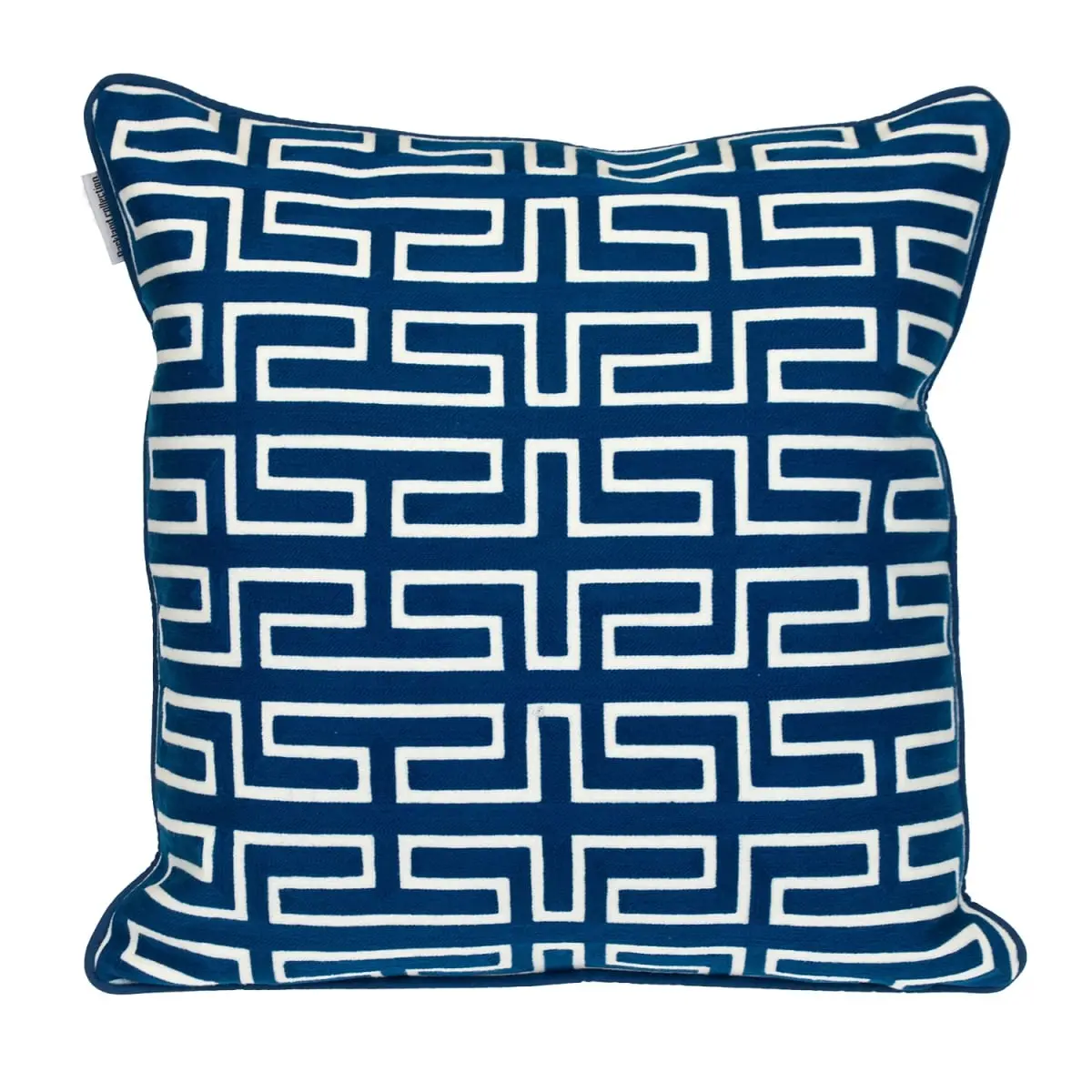 HomeRoots 529305 20x20 in. Blue 100% Cotton Modern Geometric Zippered Square Seat Cushion - Soft-Touch Creative Decorative Home Decor Accessory for Sofa, Creative Decorative Cushion