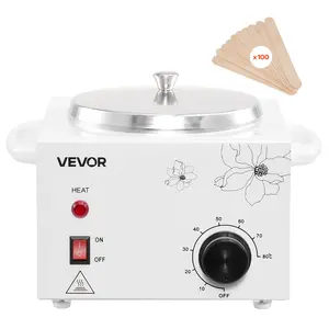 VEVOR Single Wax Warmer, 600ML Professional Wax Warmer for Hair Removal, 32℉ to 176℉ Adjustable Electric Waxing Heater Pot with 100PCS Waxing Sticks for Home Use, Beauty Salon, Spa