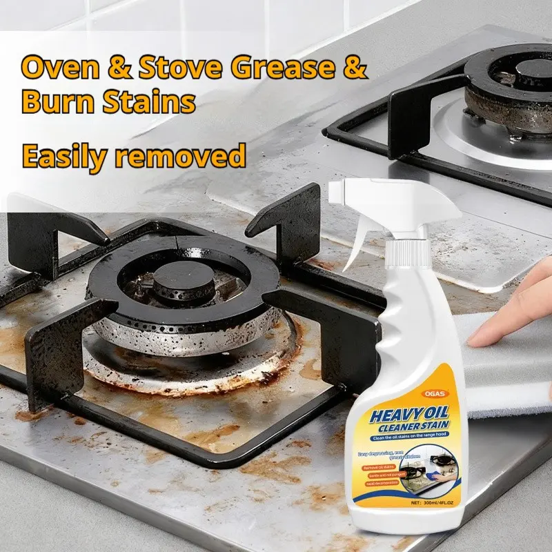 300ML Kitchen Grease Cleaner Oil Stain Remover, Vent Hood Cleaning Spray, Greasy Cleaning Spray, Heavy Oil Cleaner, Powerful Cleaner, Powerful Cleaning Solution, Effective Oil Removal, Durable & Efficient