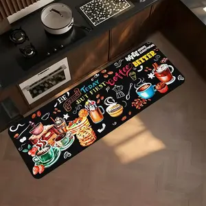 Coffee themed kitchen mat set, machine washable and non-fading, non-slip floor mats for living room, bedroom, kitchen, tapestries, sink area, hallway, study, dining room, bathroom, hotel, office, farmhouse laundry room decoration, home decoration