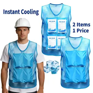 【2 Packs】Cooling Vest for Men&Women Free Gift 16pcs Ice Vest Cool Jacket for Hot Weather with 8Pockets Unisex Adult Workout Apparel Menswear Outdoor Stay Cool Activities Workwear