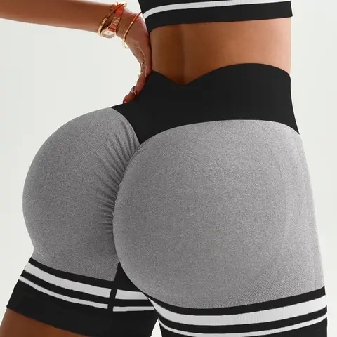 Women's Striped Print High Waist Gym, Sporty Breathable Comfortable High Stretch, Ladies Sportswear for Indoor Outdoor Wear Gym, Athletic Workout Shorts, Activewear, Breathable Athletic Bottoms, Workout Clothes Women