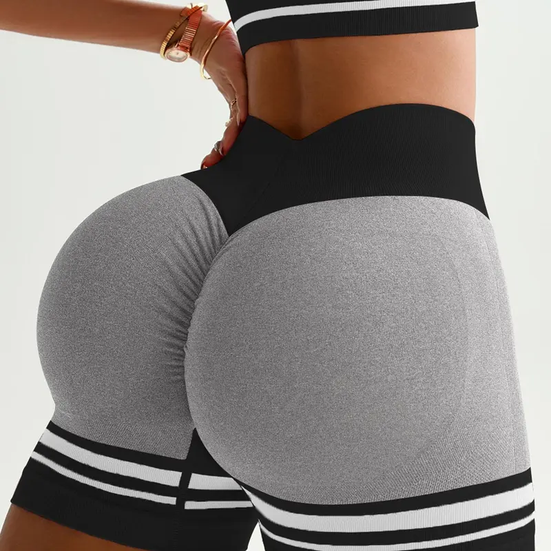 Women's Striped Print High Waist Gym, Sporty Breathable Comfortable High Stretch, Ladies Sportswear for Indoor Outdoor Wear Gym, Athletic Workout Shorts, Activewear, Breathable Athletic Bottoms, Workout Clothes Women