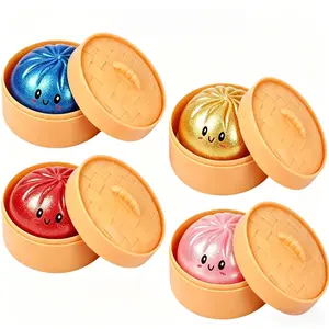 4 Pcs Colorful Dumpling Stress Balls - Giant Dumpling Squishy Toy, Fidget Sensory Toy, Squeeze Dough Ball, Stress Relief Hand Toy, Anxiety Relief Products, Desk Toys, Sensory Stress Reliever
