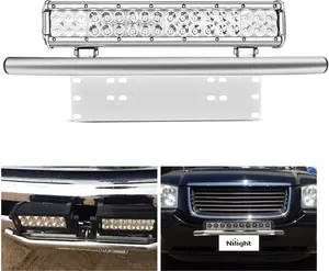 Nilight Led Light Bar Mounting Bracket Front License Plate Frame Bracket License Plate Mounting Bracket Holder For Off-Road Lights Led Work Lamps Lighting Bars,Silver, 2 Years Warranty