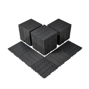 44PPcs Interlocking Deck Tiles, 12"x12" Patio Deck Tiles, Outdoor All Weather Use, Patio Decking Tiles for Outdoor, Poolside, Balcony, Backyard travertine floor cladding exterior panels Waterproof Gray WPC Flooring Tiles Brown