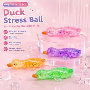 2 PCS Duck Sugar Stress Ball Squishy Toys, Glitter Squishy, Soft Ultra Squishy Moldable Slow Rise Stress Relief Fidget Toys For Kids Teens Adults Anxiety Relaxation, Sensory Squish Ball