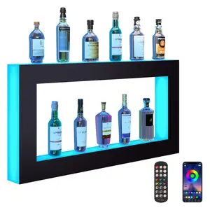 VEVOR LED Lighted Liquor Bottle Bar Shelf RF & App Control 48" Square