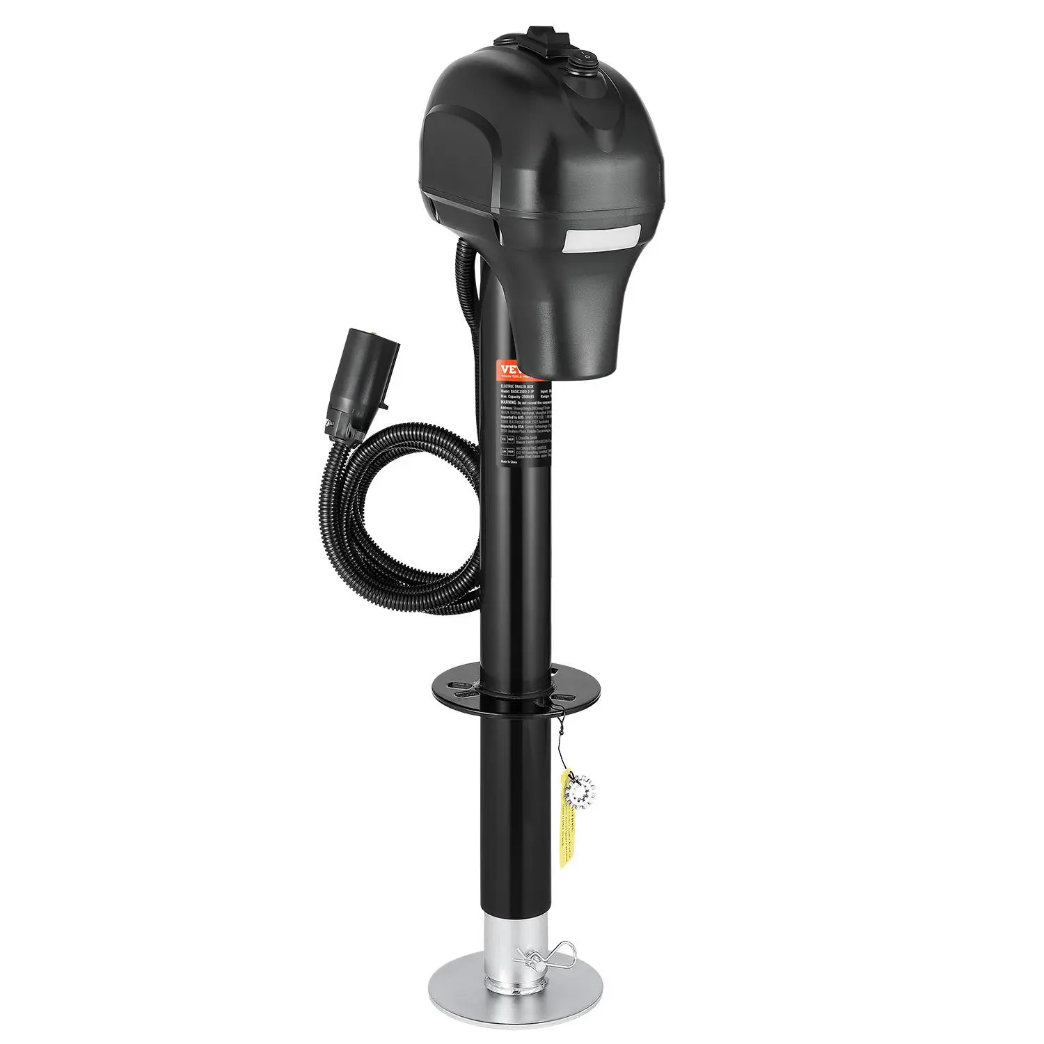 【Summerfinds】VEVOR Electric Trailer Jack 3500 lbsHeavy Duty RV Electric Power Tongue Jack with 7-pin ConnectorManual Crank Handle & Weatherproof Jack Cover9.5"-27.5" Liftfor TrailersCampers & RVsBlack