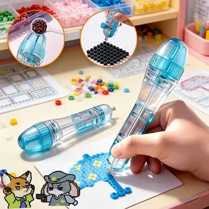DIY Beaded Pens, Handheld, 2.6mm 3D Pixel Puzzle Bead DIY Automatic Bead Pen, DIY Automatic Press Maker with Ergonomic Grip Design, Easy to Use, Practical Tool, Transparent Visual Upgrade, Suitable for Beginners to Quickly Create Crafts
