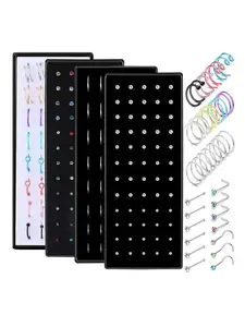 Nose Ring Studs Set, Stainless Steel Nose Rings Hoops, Bone Screw L Shaped Nose Rings, Rhinestone Nose Ring, Nose Piercing Jewelry, Body Jewelry for Women & Men